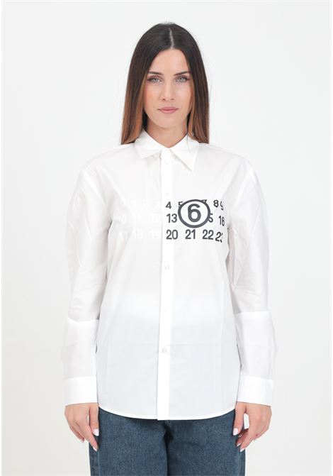 Camicia casual bianca per donna e bambina con stampa Numbers MAISON MARGIELA | M60659MM014M6102